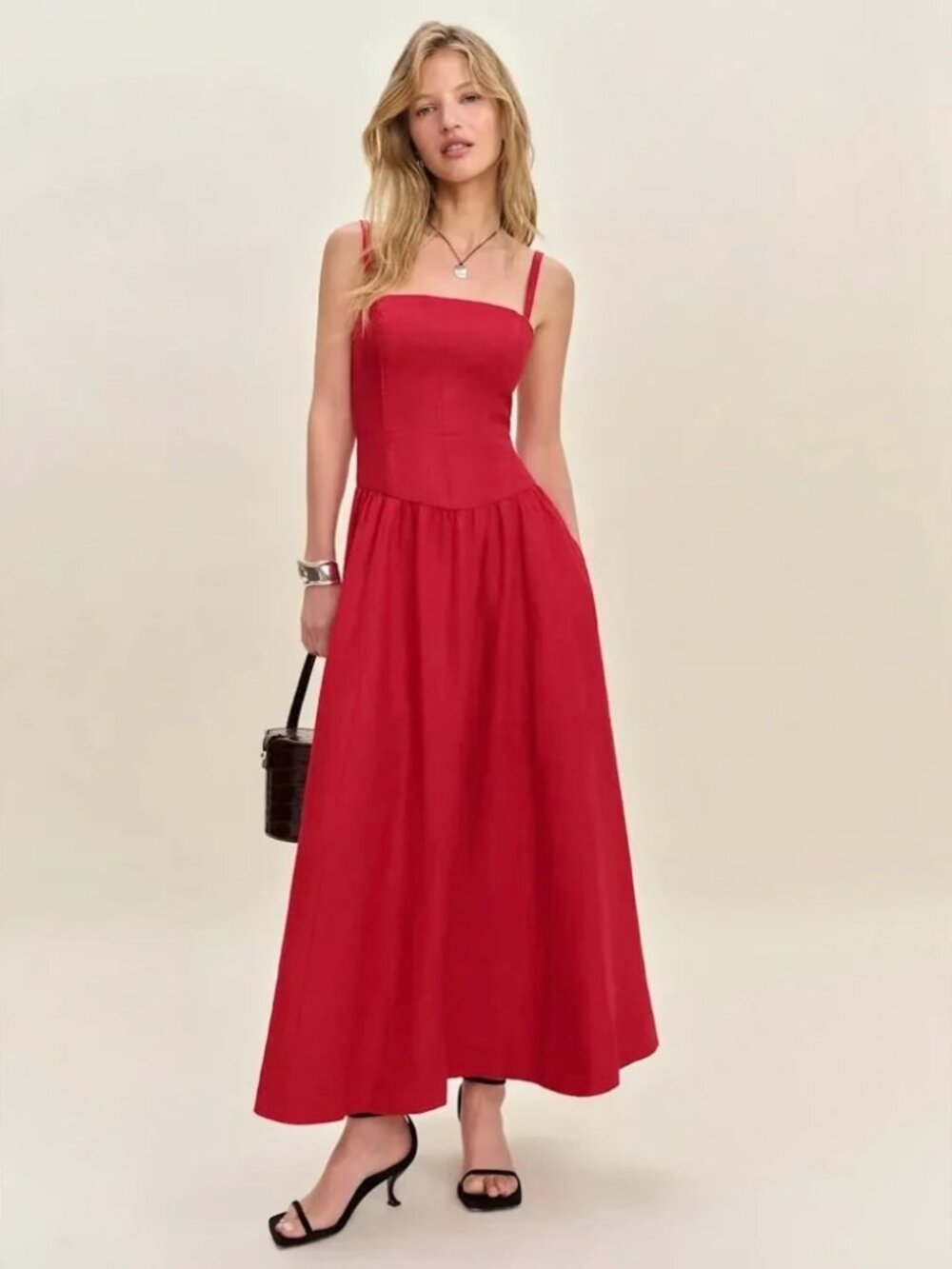 Reformation Katarin Linen Red Dress